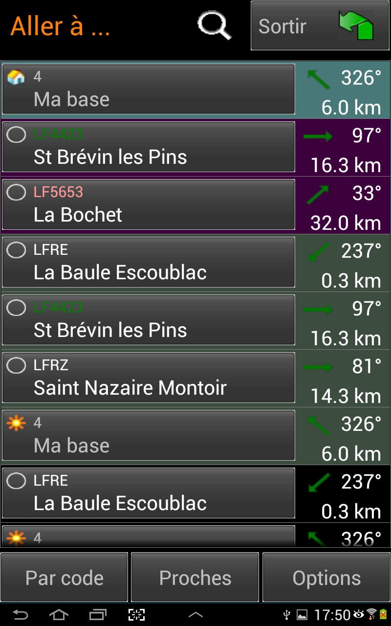 Android application Aero Nav screenshort