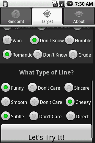 Pickup Lines Pro Screen 2