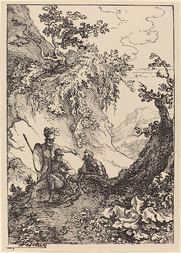 Landscape with Men in Armor, Tree Stump
