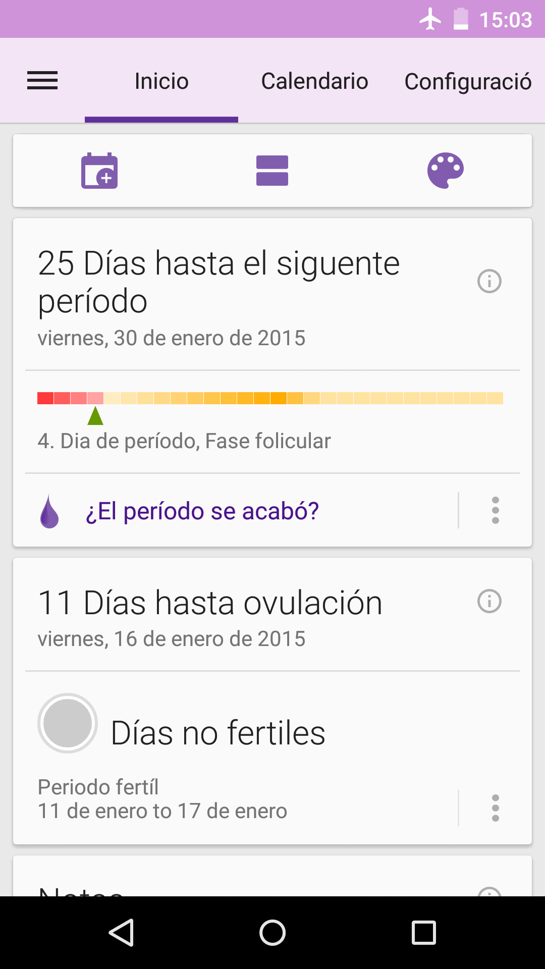 Android application Period and Ovulation Tracker screenshort