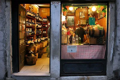 A local wine shop in Venice, Italy. 