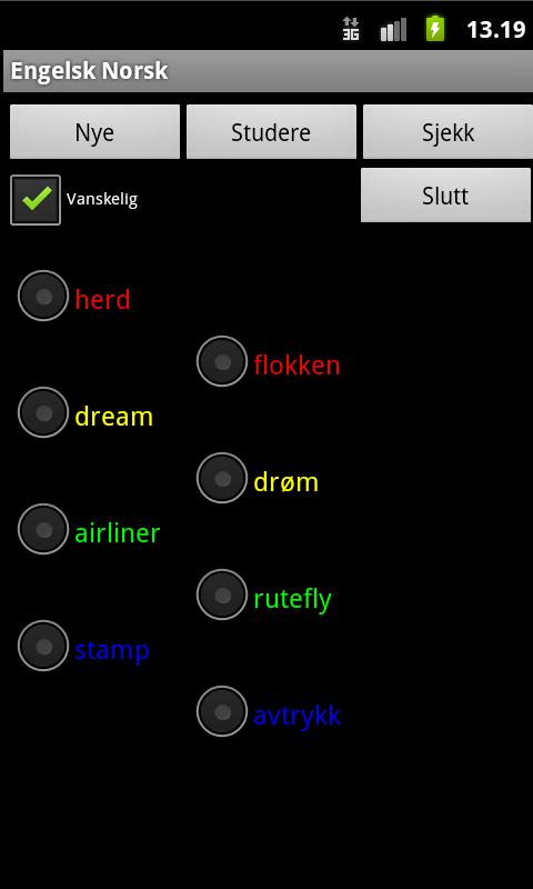 English Norwegian Dictionary Screen 3