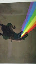 Rainbow Breathing T-Rex Mural