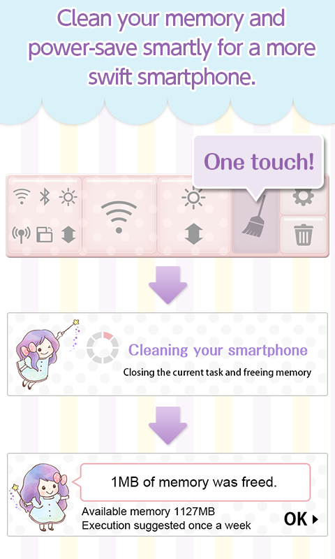 One touch!Battery-Saving girls Screen 3
