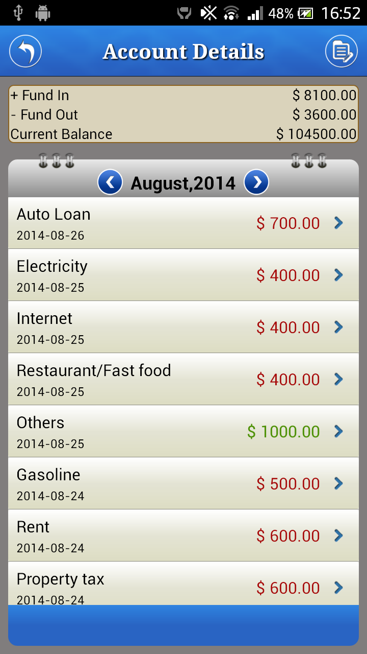 Budget - Expense Manager Screen 3