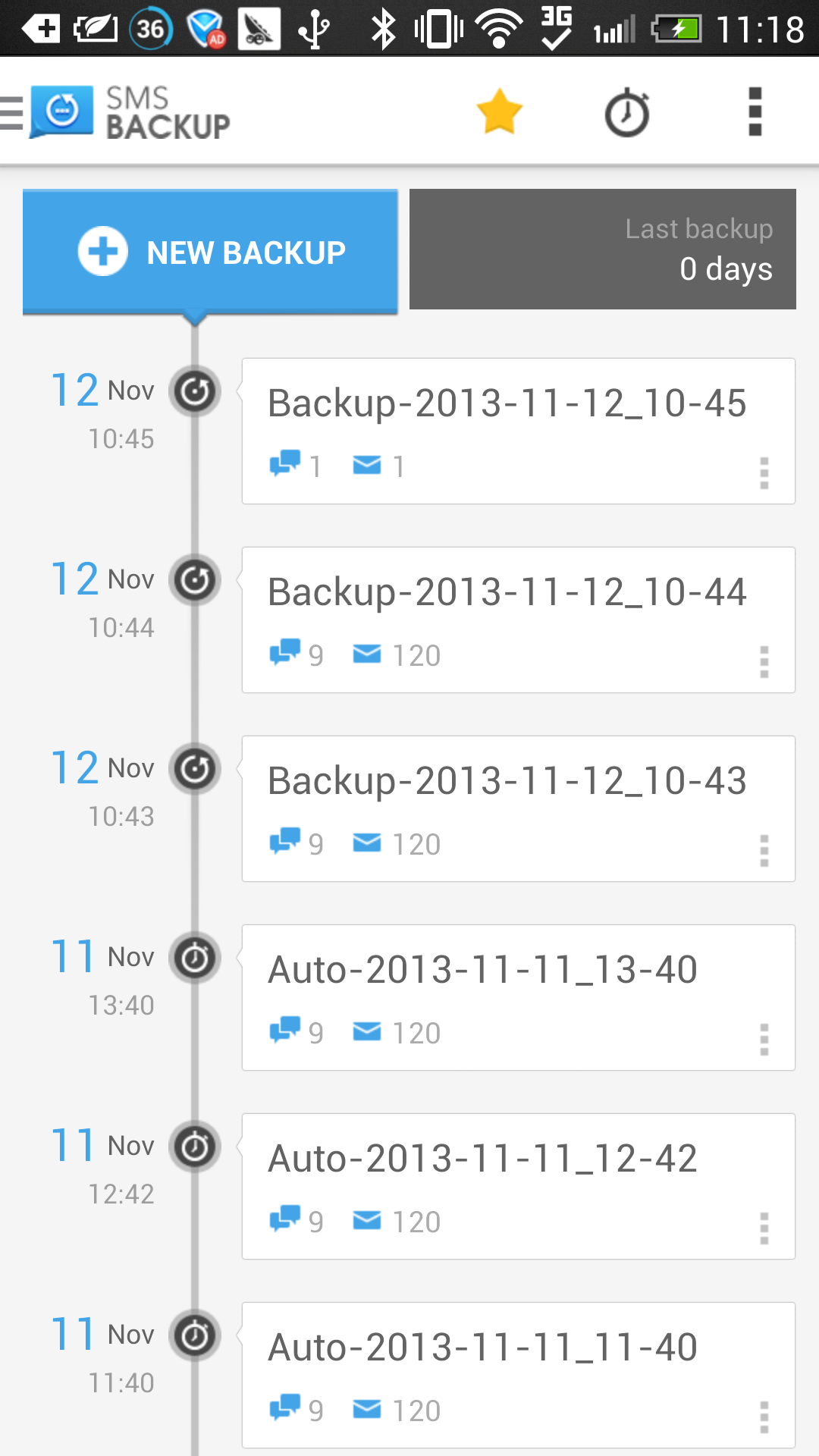 Android application SMS Backup &amp; Restore (Kitkat) screenshort