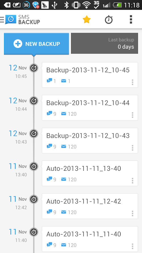 Android application SMS Backup &amp; Restore (Kitkat) screenshort