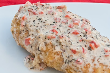 Breaded Chicken with Basil Cream Sauce