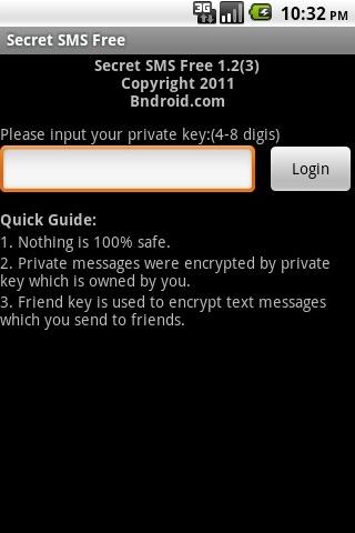 Android application Secret SMS screenshort