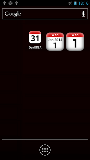 ZA holidays calendar widget