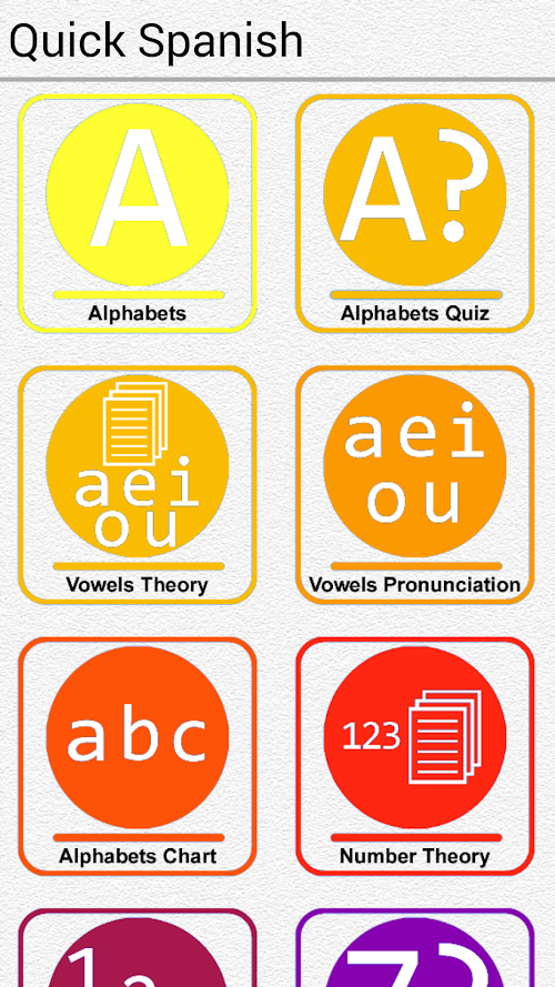 Android application Quick and Easy Spanish Lessons screenshort