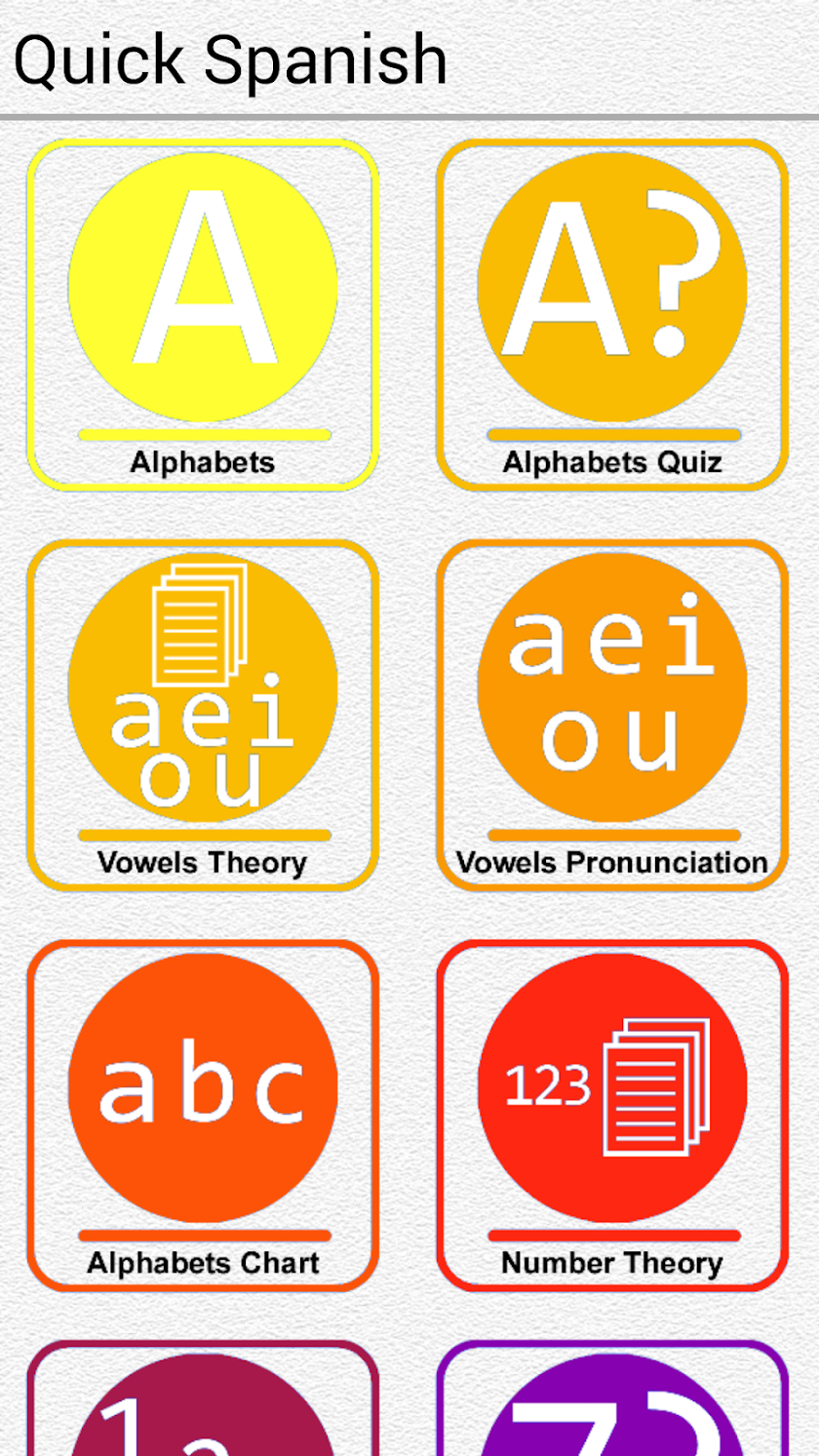 Quick and Easy Spanish Lessons Screen 1