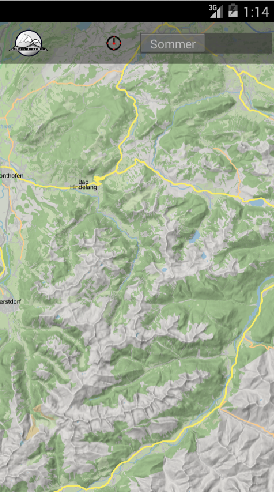 Android application BERCHTESGADEN mountain map screenshort