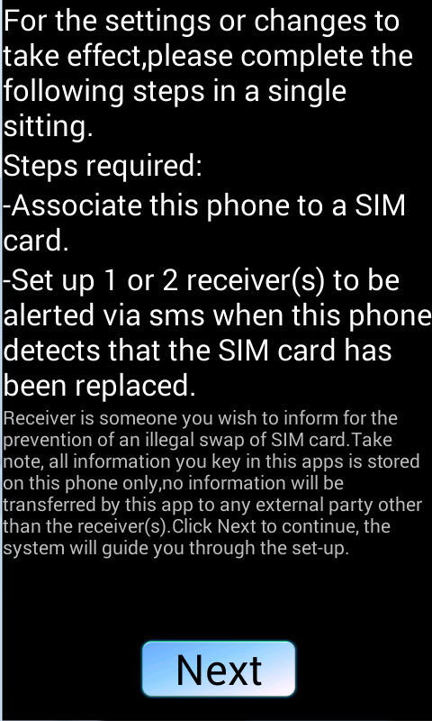 Basic Anti Theft System Screen 2