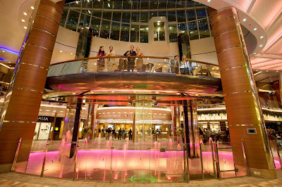 Check out the impressive Rising Tides bar aboard Allure of the Seas, a slow-moving elevator and bar that connects the Royal Promenade and Central Park. (This shot was taken on sister ship Oasis of the Seas.)