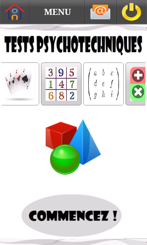 Android application Tests psychotechniques screenshort