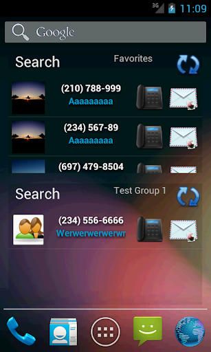 Contacts in a list widget