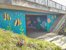 Fischgraffiti in der Rudehalle-Unterführung