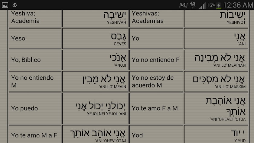 Hebrew Dictionary &amp; Phrases Screen 3