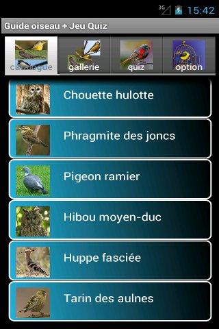 Android application Bird Guide + Quiz Game screenshort
