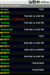 My Work Schedule