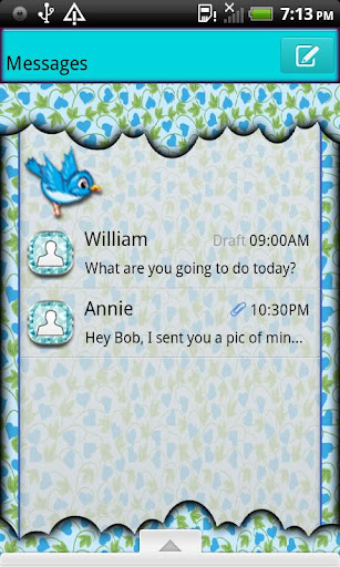 GO SMS THEME BlueBird4U2