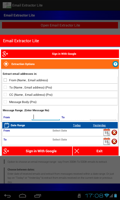   Email Extractor Lite – Capture d'écran 