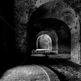 Fort Pickens Passage by Dub Scroggin - Black & White Buildings & Architecture