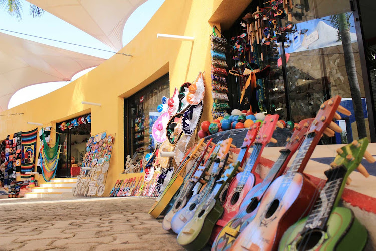 A shopping center on Cozumel offers a variety of mementos of the island.