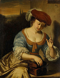 RIJKS: Frans van Mieris (I): Escaped Bird: Allegory of Chastity 1676