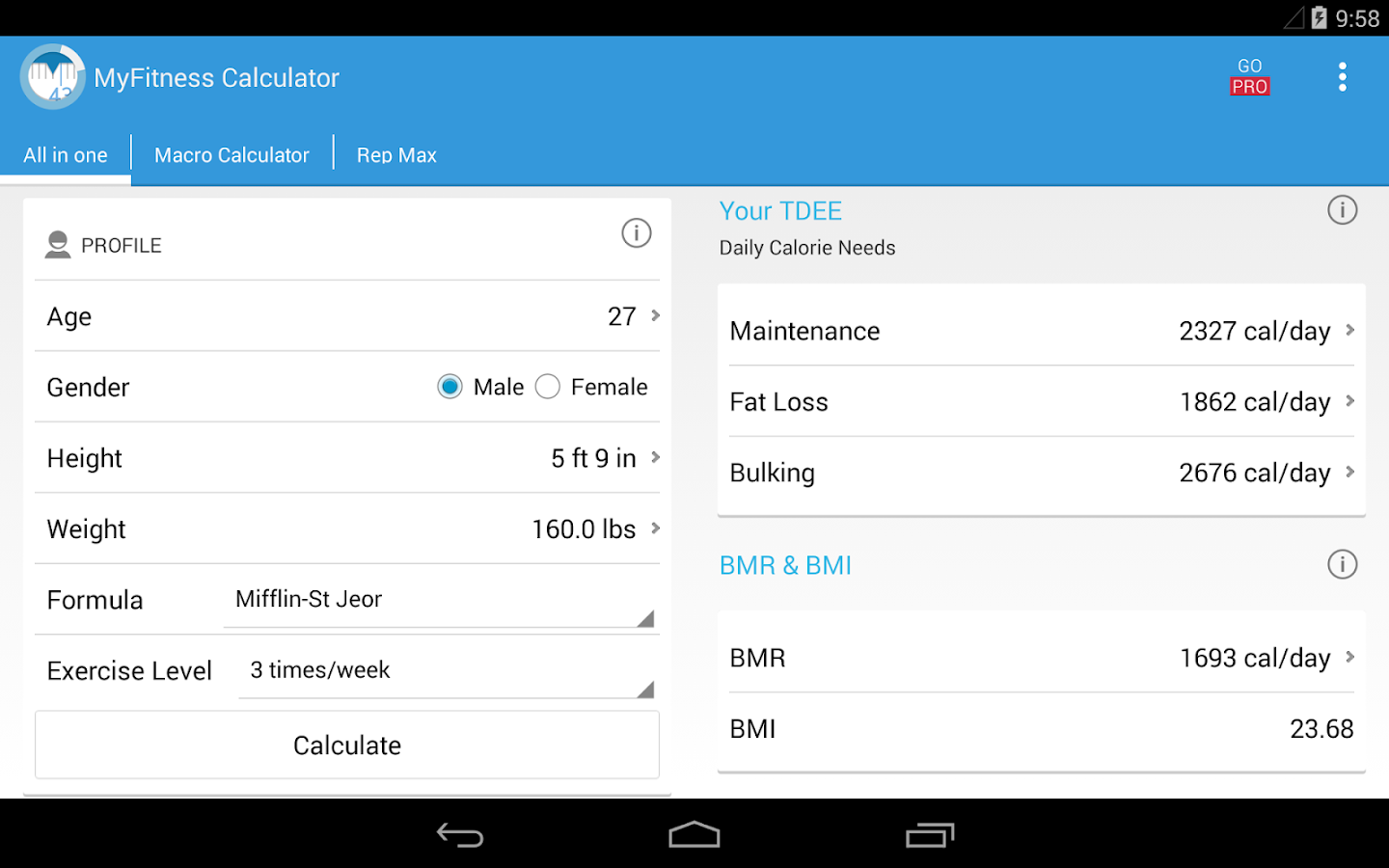 MyFitness BMI Calculator IIFYM Android Apps on Google Play