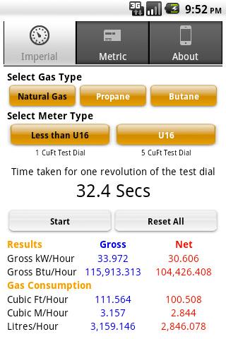 Android application gas rate calculator screenshort