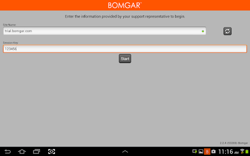 Android application Bomgar for Samsung screenshort