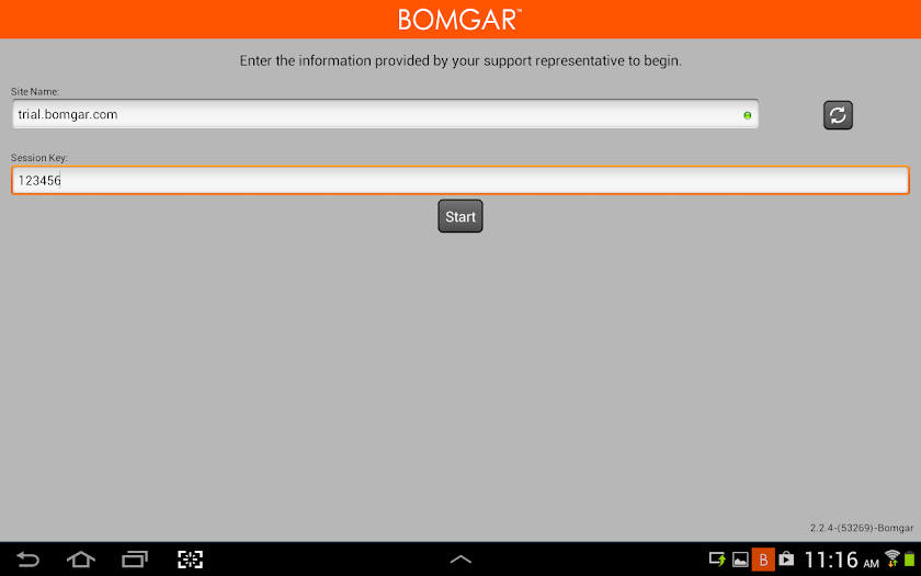 Bomgar for Samsung Screen 1