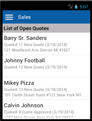 Sales Leads &amp; Quote Management Screen 2
