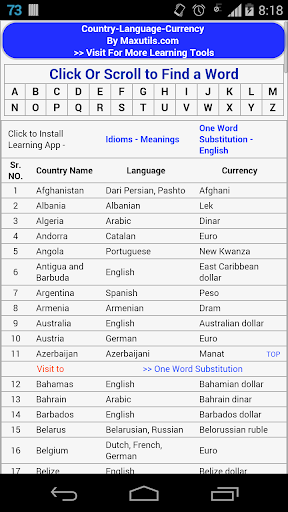 Country - Language Currency