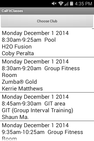 Cal Fit Class Times