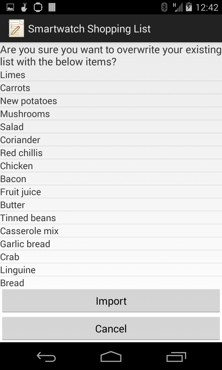 Smartwatch Shopping List Screen 3