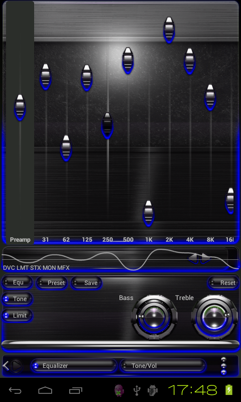 Poweramp skin Blue Glow Screen 2