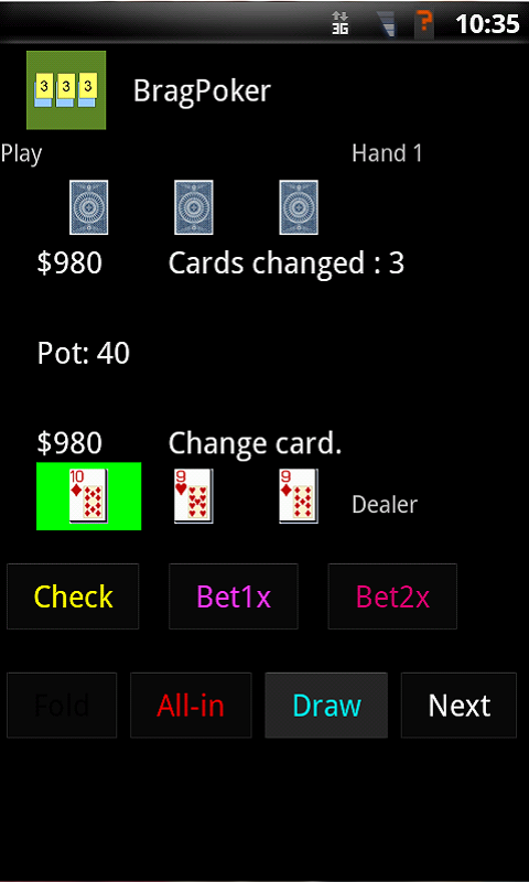 Brag Poker Screen 2