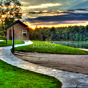 Morning beach at Hickory Run State Park Pa, by Dave Martin - Landscapes Travel