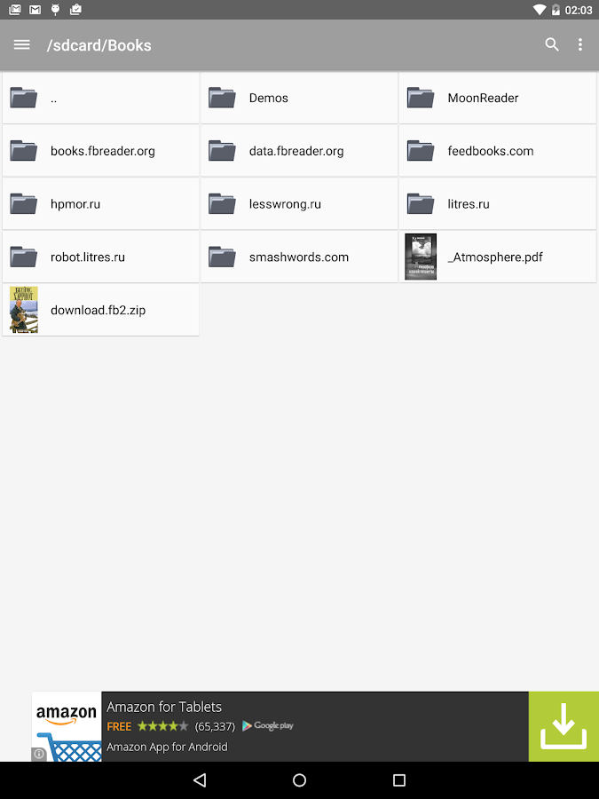    FBReader Bookshelf- screenshot  