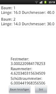 Android application Holzrechner screenshot