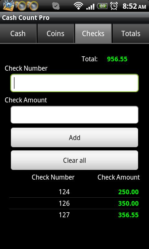 Cash Count Pro Screen 3
