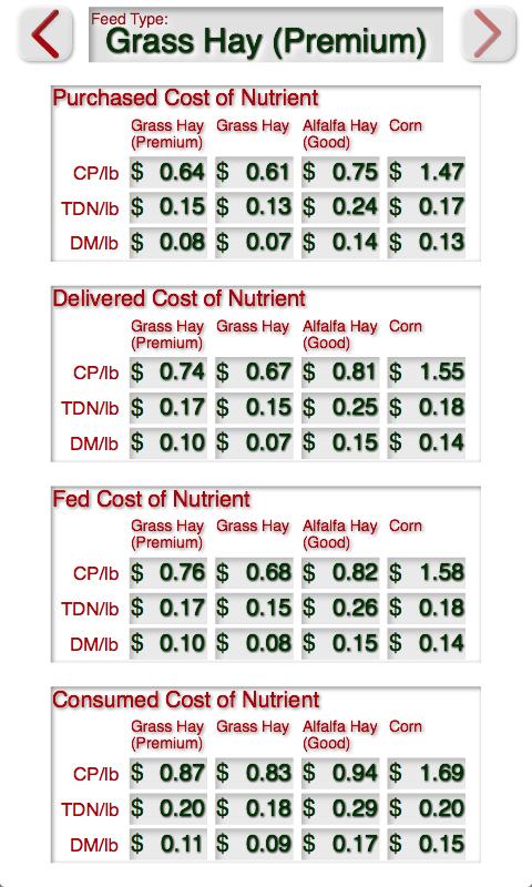 cowQlate - Cattle Feed Calcs Screen 3