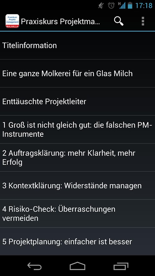Android application Praxiskurs Projektmanagement screenshort