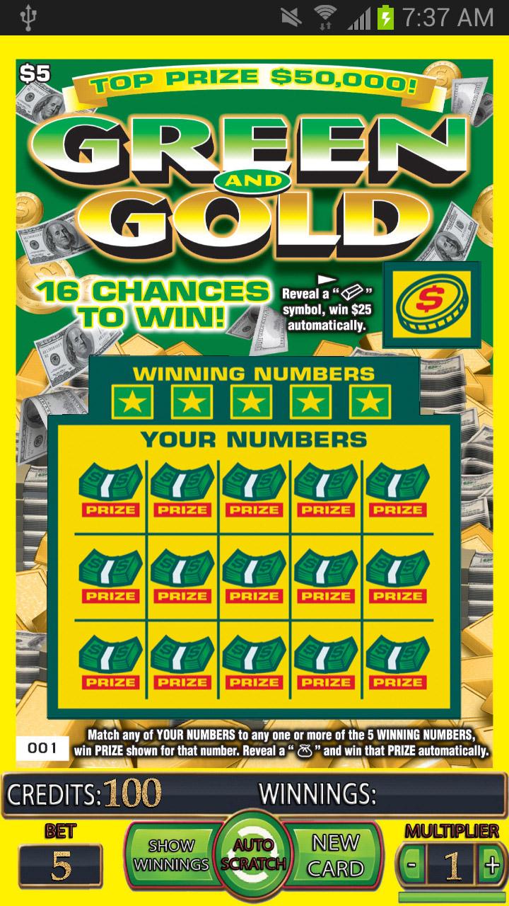 == GREEN GOLD Scratch Card == Screen 1