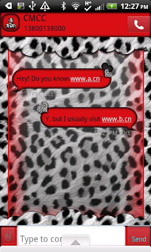 GO SMS THEME LoveRedLeopard