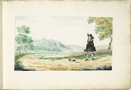 Lopende heer op een landweg