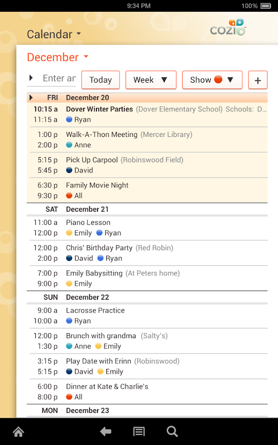Cozi Family Calendar & Lists - screenshot